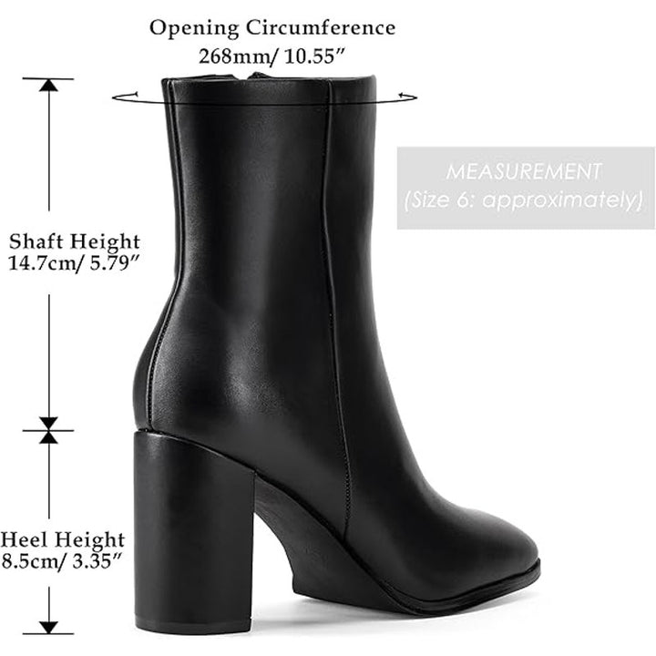 New Genshou Womens Size 10 Black Faux Leather Square Toe Zip Up Ankle Boot Shoes