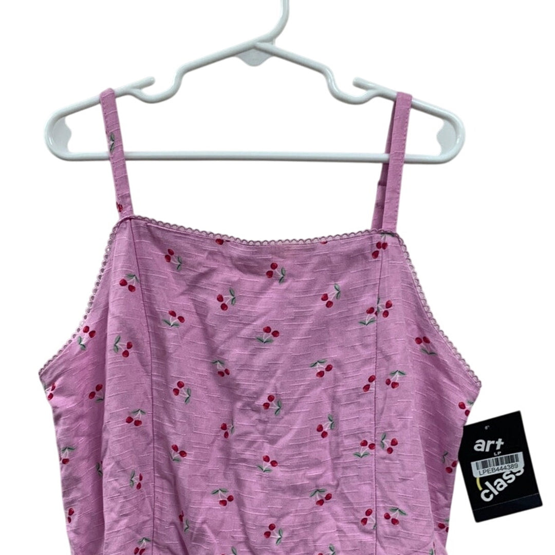New Art Class Girls Large (10/12) Cherry Thin Strap Back Zip Scallop Edge Dress