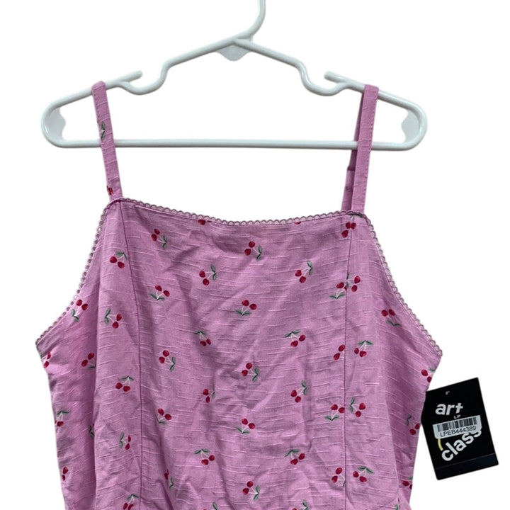 New Art Class Girls Large (10/12) Cherry Thin Strap Back Zip Scallop Edge Dress