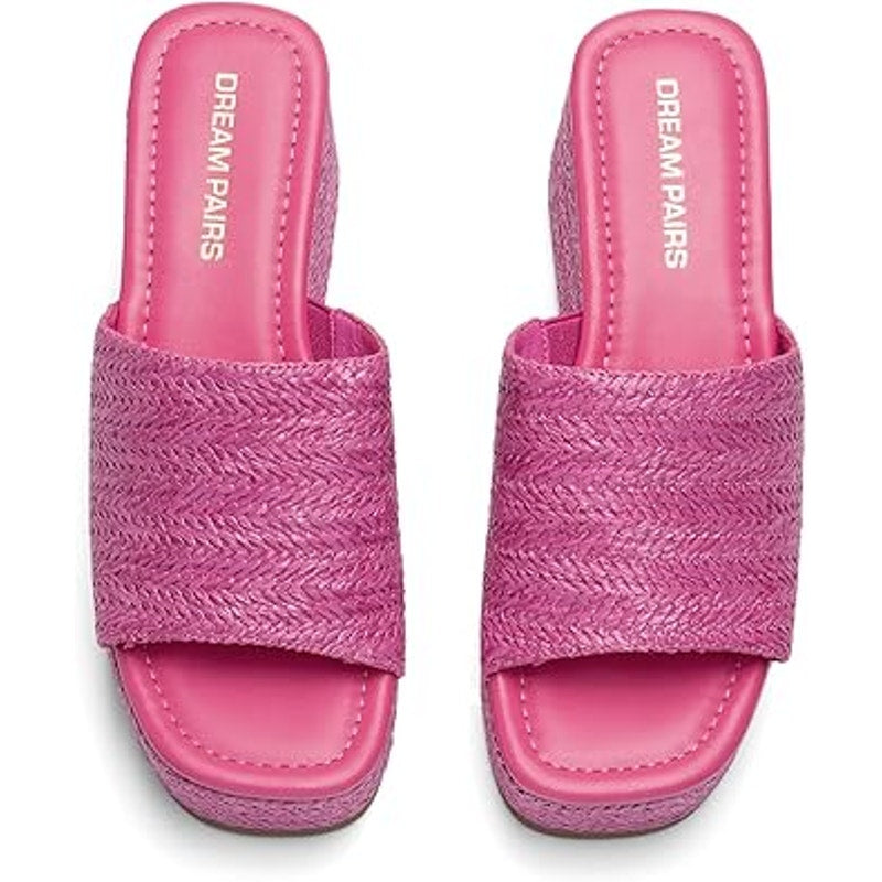 Dream Pairs Womens 8.5 Hot Pink Open Toe 3" Platform Espadrille Sandal Shoes