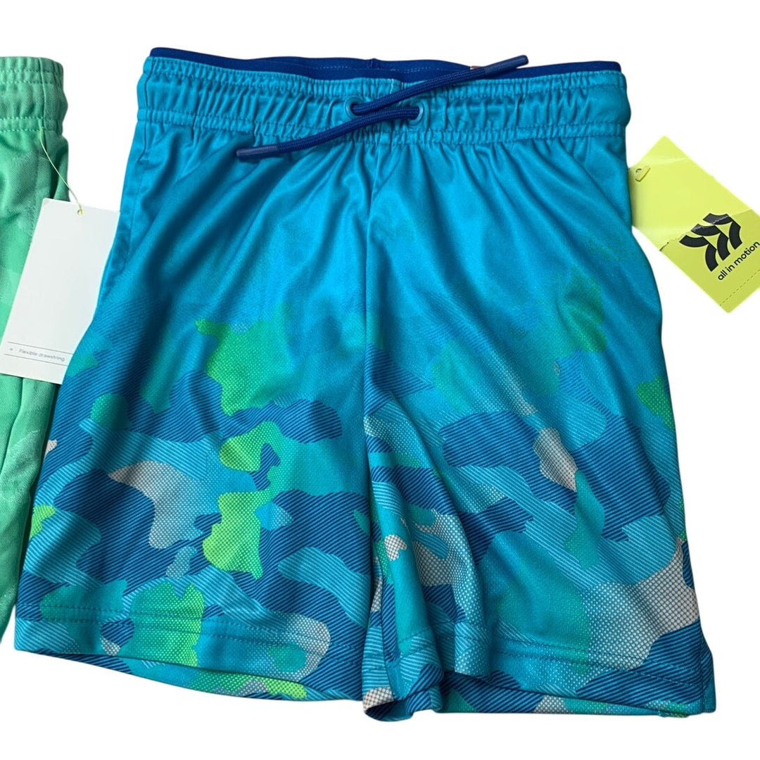 2 New All In Motion Boys XS (4/5) Quick Dry Moisture Wicking Athletic Shorts