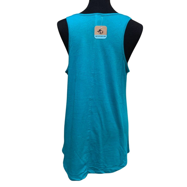 New Hand Printed Womens Large Long Dragonfly Tank Top PolyCotton Sleeveless Tee
