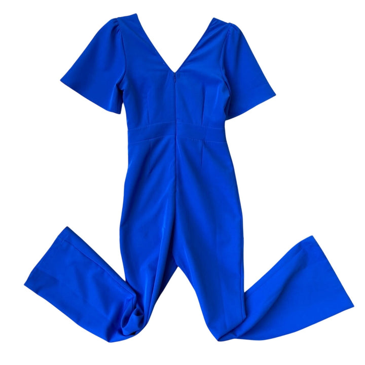 NWT New Socialite Womens Medium Short Sleeve Deep V Neck and Back Zip Jumpsuit