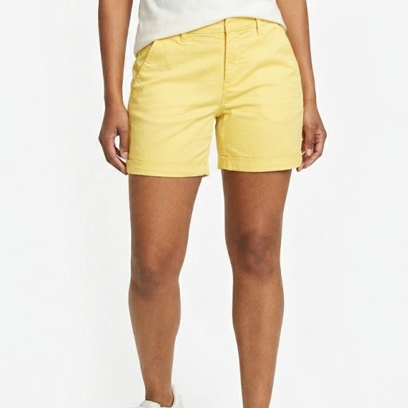 New Eddie Bauer Womens Size 18 Light Yellow Aspire Stretch Cotton Chino Shorts
