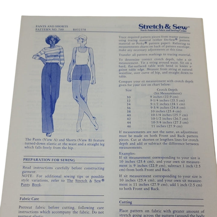 1978 Stretch &amp; Sew 700 Pants &amp; Shorts Sewing Pattern, Complete &amp; Uncut