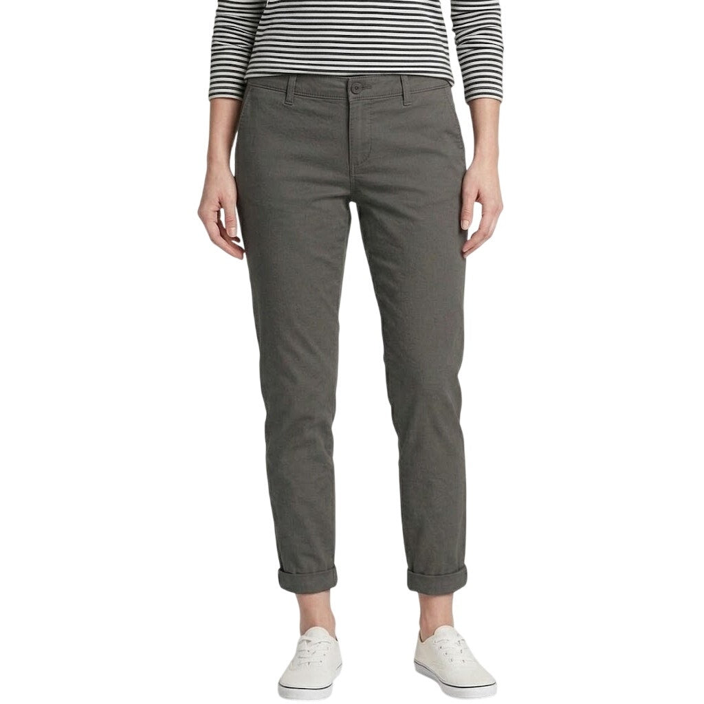 New Eddie Bauer Womens 14 Carbon Gray Boyfriend Midrise Slim Legend Wash Pants