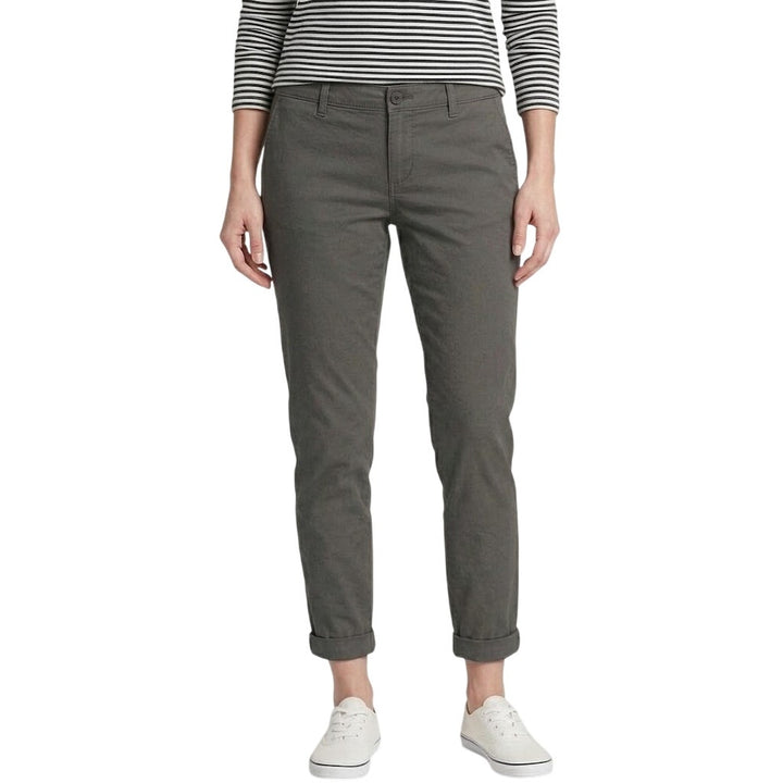 New Eddie Bauer Womens 14 Carbon Gray Boyfriend Midrise Slim Legend Wash Pants