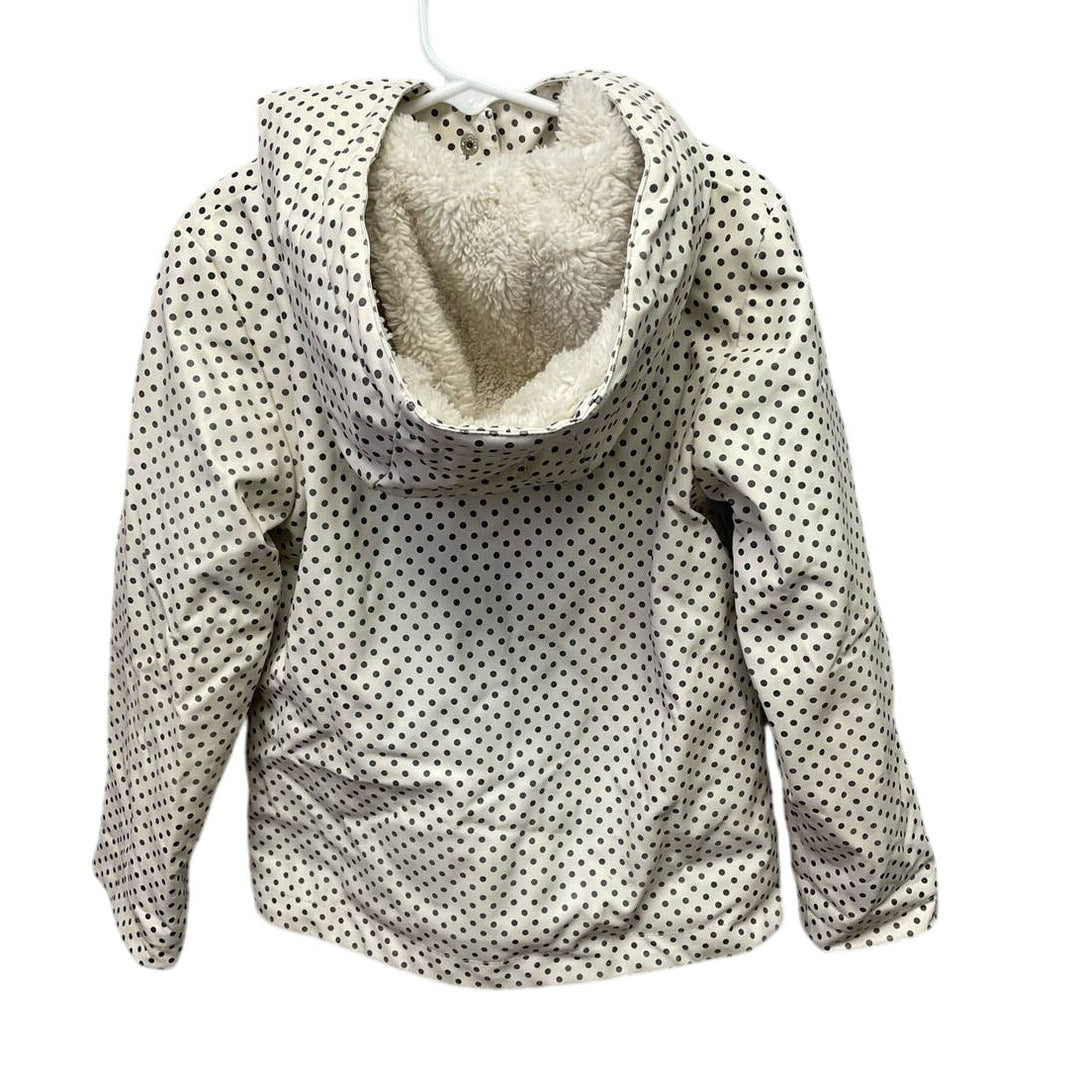 C&amp;C California Girls Small Faux Fur Lined Warm Hooded Snap Up Polka Dot Raincoat