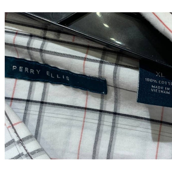 Perry Ellis XL Mens Long Sleeve 100% Cotton Plaid Button Down Casual Shirt