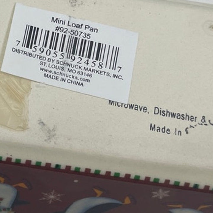 Set of Two Snowman Winter Penguin Microwave &amp; Oven Safe Ceramic Mini Loaf Pans