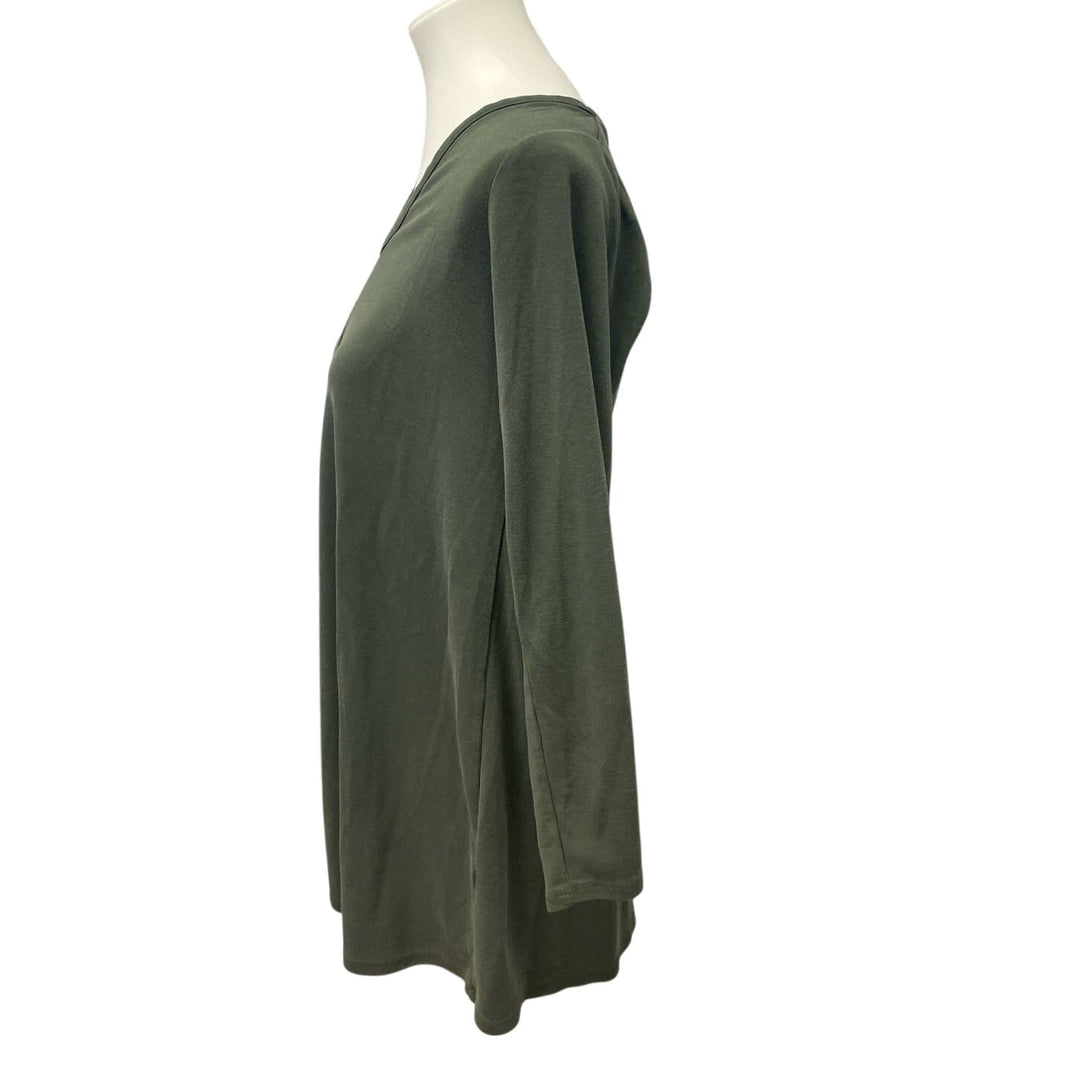 Abercrombie &amp; Fitch Womens Small Olive Green Long Sleeve V-Neck Long Tee Shirt