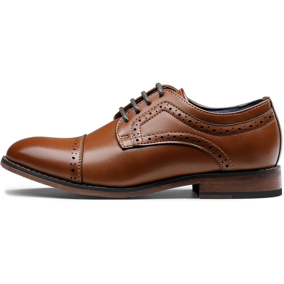Bruno Marc Boys Size 4 Brown Faux Leather Lace Up Classic Oxfords Dress Shoes