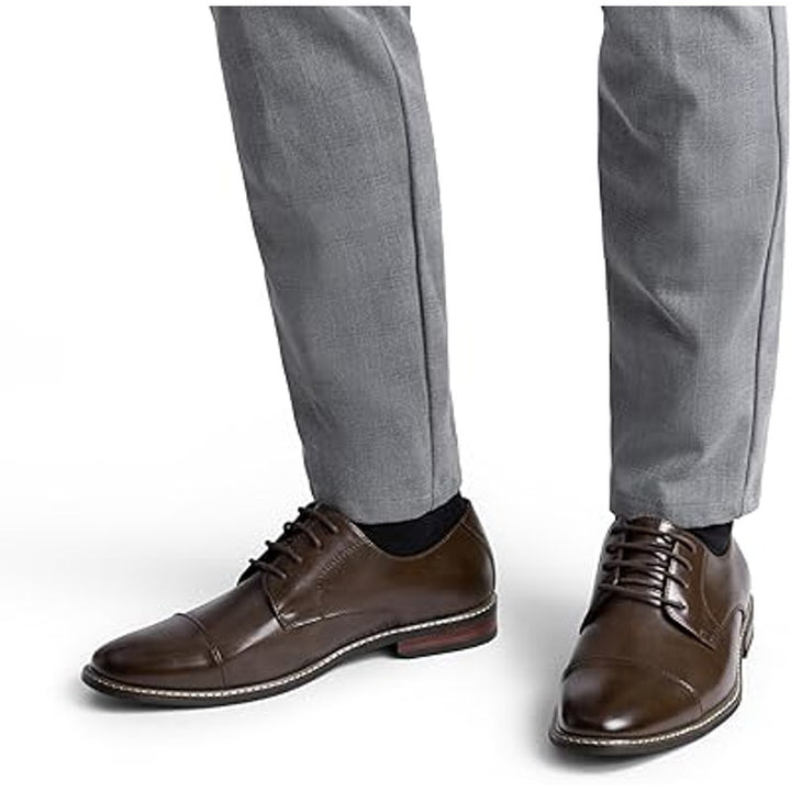 Bruno Marc Mens Size 8.5 Brown Classic Modern Formal Oxford Lace Up Dress Shoes