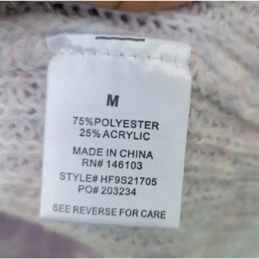 New Hippie Rose Juniors Large Marled Mock-Neck PolyBlend Pastel Colors Sweater