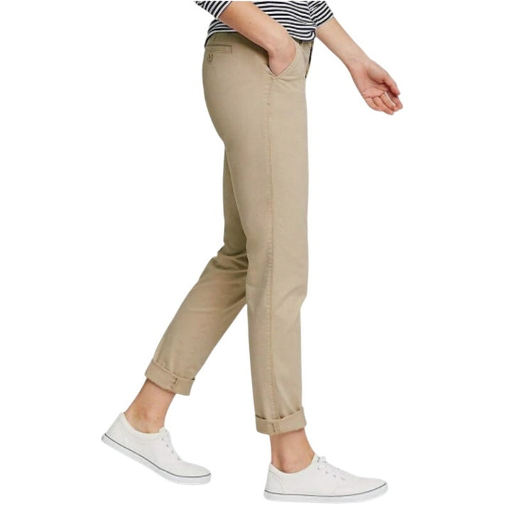 New Eddie Bauer Womens Khaki Cloud Boyfriend Midrise Slim Legend Wash Pants