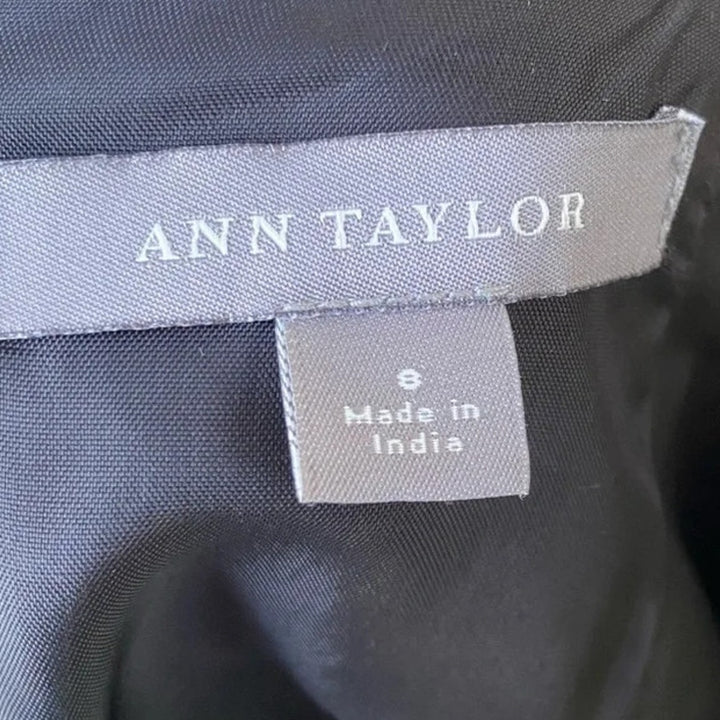 Ann Taylor Womens Size 8 Black Wool Blend Silver Sequin Back Zip Pencil Skirt