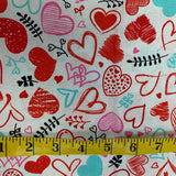 1 YD New Create It 36"X42" Valentine Heart Flower Doodle Quilting Cotton Fabric