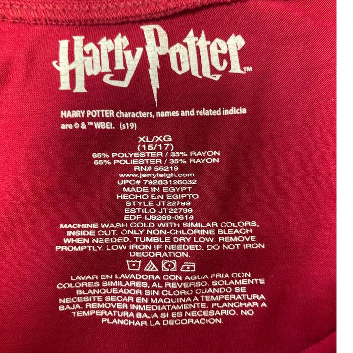 Harry Potter Juniors Size XL Gryffindor Short Sleeve Hi Low Crew Neck Tee Shirt