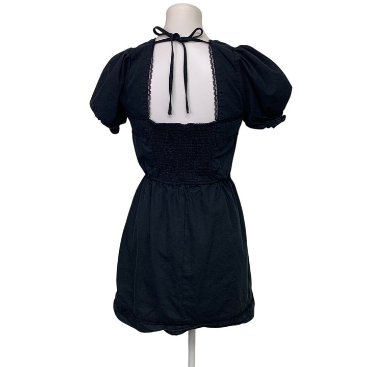New And Now This Juniors Small Cotton Blend Fit Flare Black Knee Length Dress
