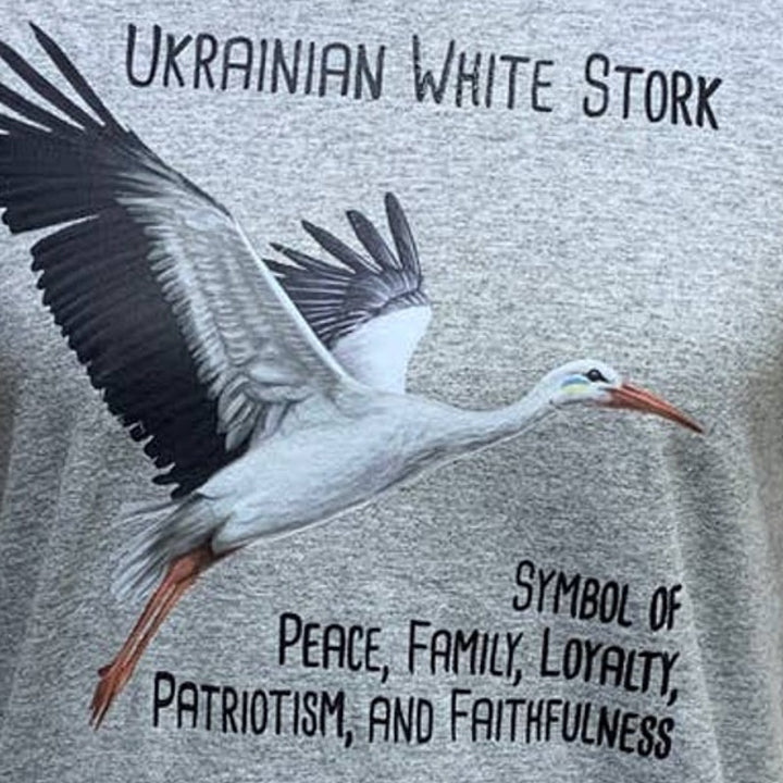 Upcycled Hand Printed Mens Small Ukraine Flag Stork Bird Slava Ukraini Art Tee