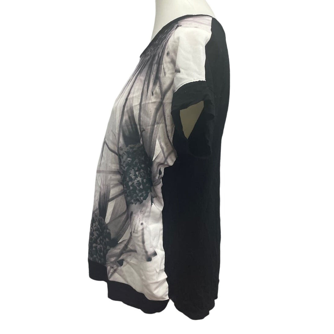 Apt 9 Womens Large Graphic Floral Flower Print Short Sleeve Scoop Neck Blouse