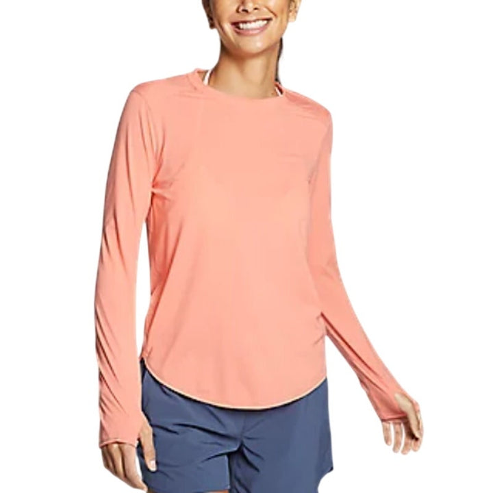 New Eddie Bauer Womens XS Pink Grapefruit Long Sleeve Solarfoil Pullover Shirt