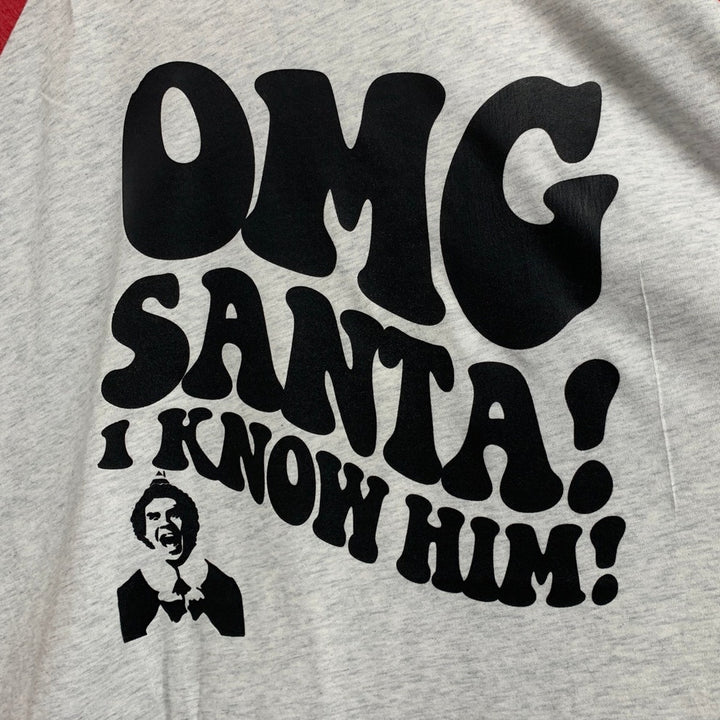 New Hand Printed Womens XXL OMG Santa I Know Him Elf Christmas Tee Shirt