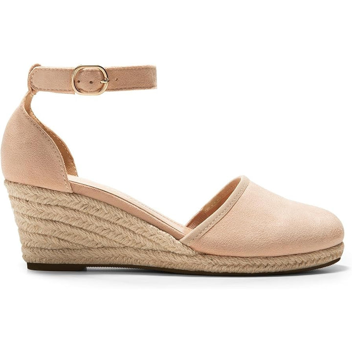 Dream Pairs Womens Size 9 Tan Faux Suede Closed Toe Espadrille Ankle Strap Shoes