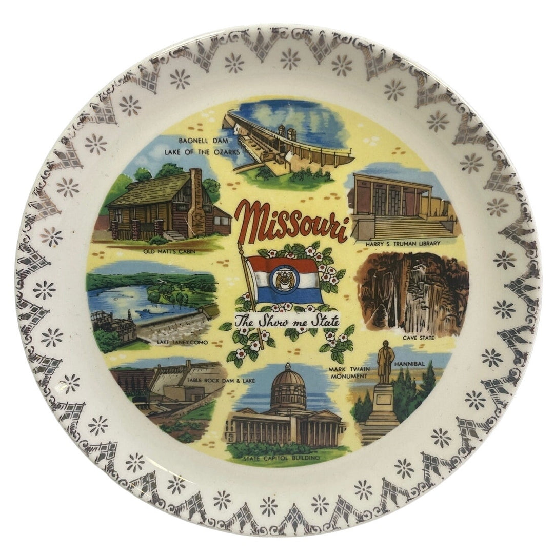 Vintage Missouri The Show Me State Floral Rim Ceramic Collector Plate