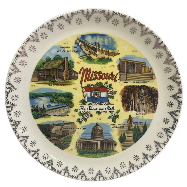 Vintage Missouri The Show Me State Floral Rim Ceramic Collector Plate