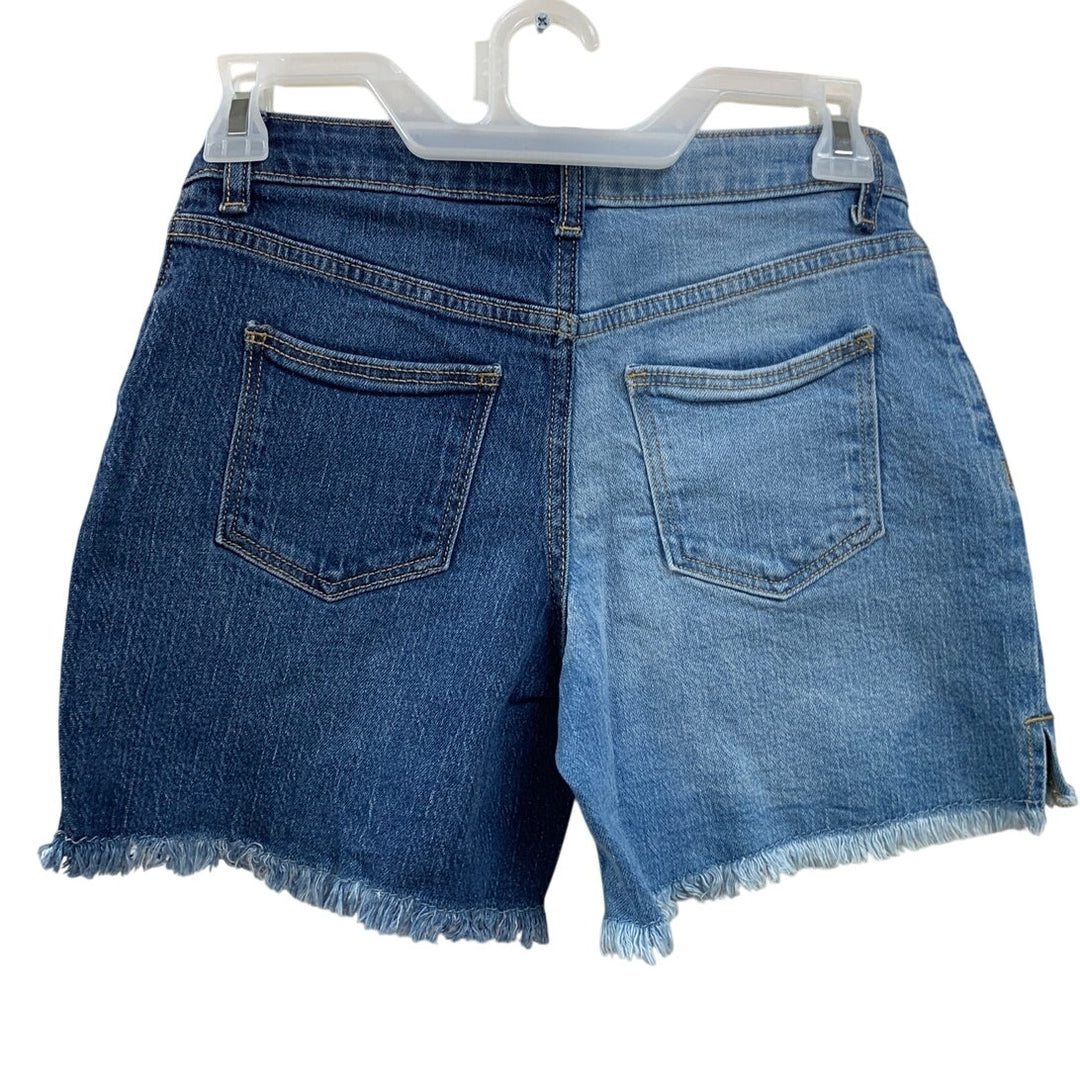 New Art Class Girls Large 10/12 Adjustable Waist Dark Light Denim Jean Shorts