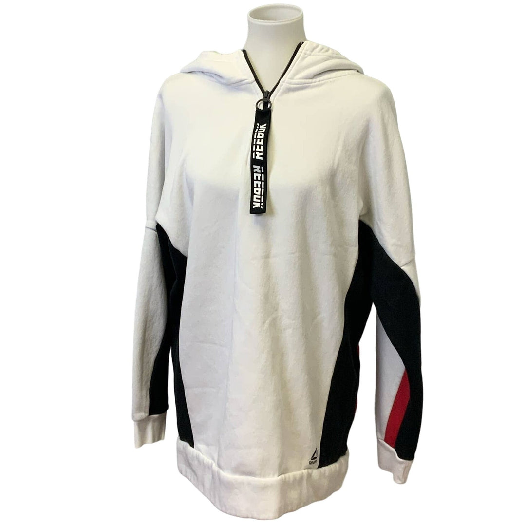 Reebok Mens Medium 1/4 Zip Long Sleeve Roomy Cotton Blend Sweatshirt Hoodie