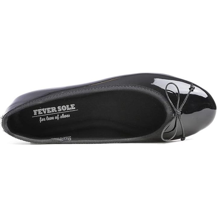 Fever Sole Womens Size 9.5 Black Flats Mini Bow Slip On Round Closed Toe Shoes