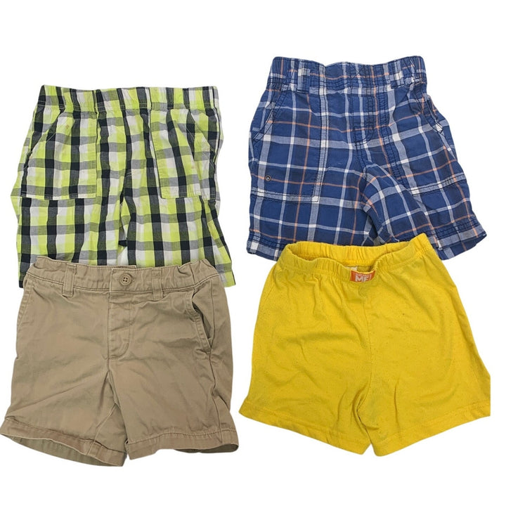 Lot of 4 Boys 3T Plaid PJ Khaki Adjustable Elastic Waist Shorts