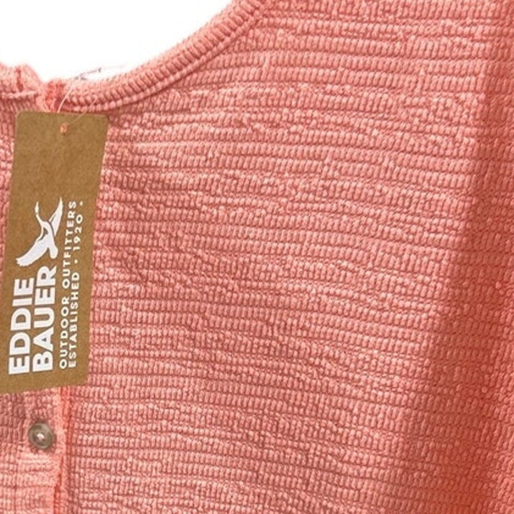 New Eddie Bauer Women Pink Grapefruit Sleeveless PolyCotton Beachy Slub Tank Top