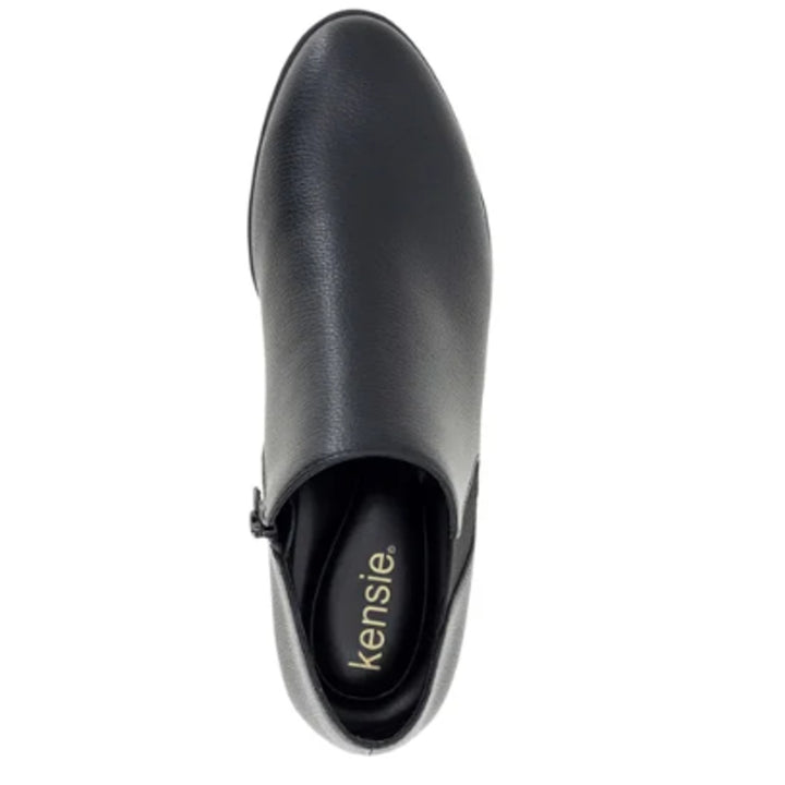 Kensie Womens Size 7.5 Black Faux Leather Sammy Ankle Slide On Booties Boots