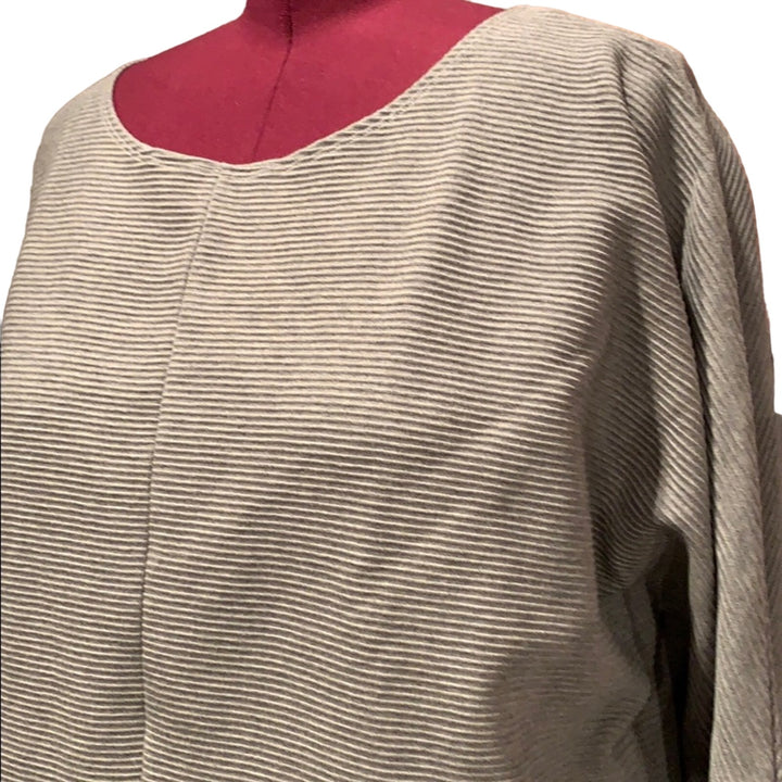 New Time and Tru 3X (22) Silver Ottoman Stitch Top Crop Length Ribbed Sweater