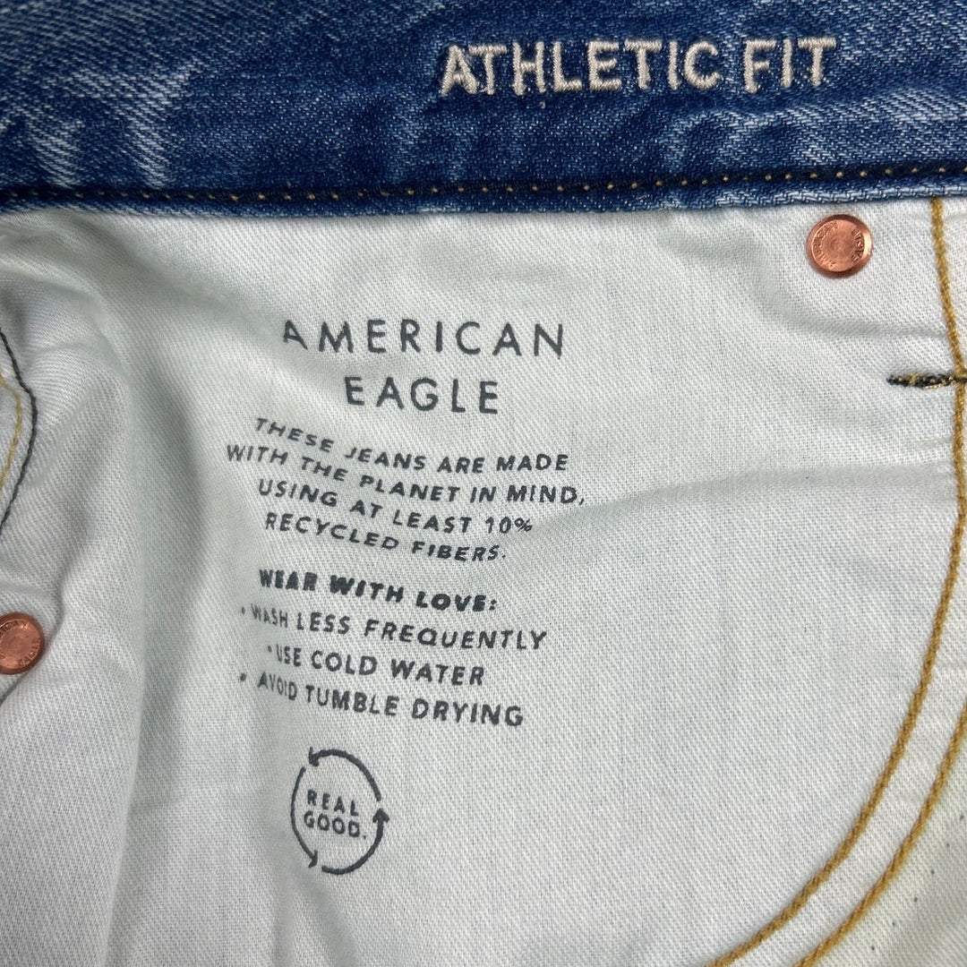 New American Eagle Mens Size 32 X 32 Cotton Blend Athletic Fit Denim Blue Jeans