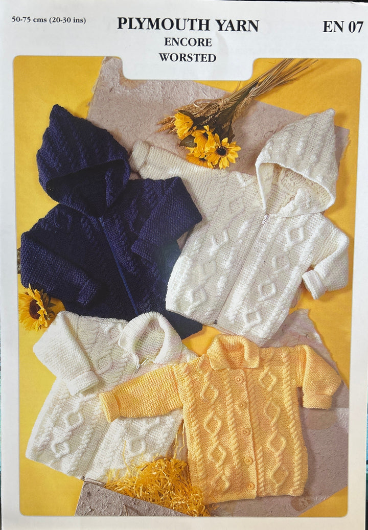 New 2000 Plymouth Yarn EN-07 Encore Worsted Children Jacket Knitting Pattern