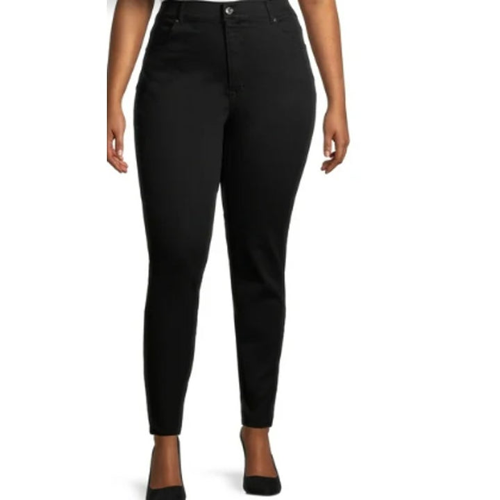 NWT New Terra &amp; Sky Womens Plus Size 24W Black Denim Tummy Control Skinny Jeans