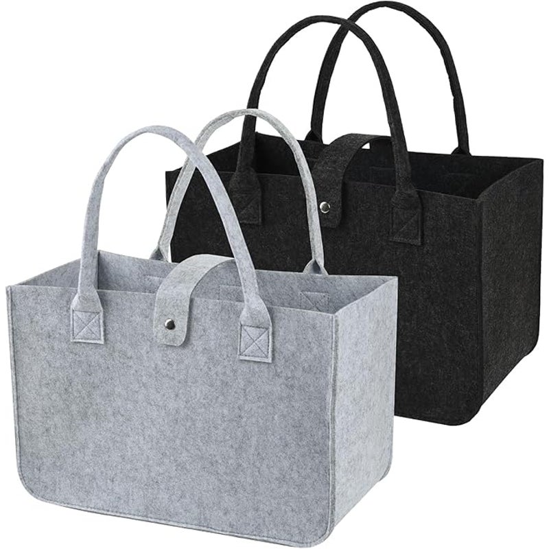 New 2-Pack YueNepenth Black Gray Soft Fabric Reusable 20LShopping Tote Bags