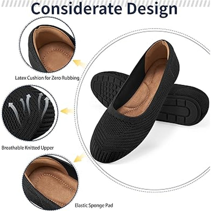 Reimferce Womens Size 8 Black Mesh Close Toe Slide On Comfort NonSlip Flat Shoes