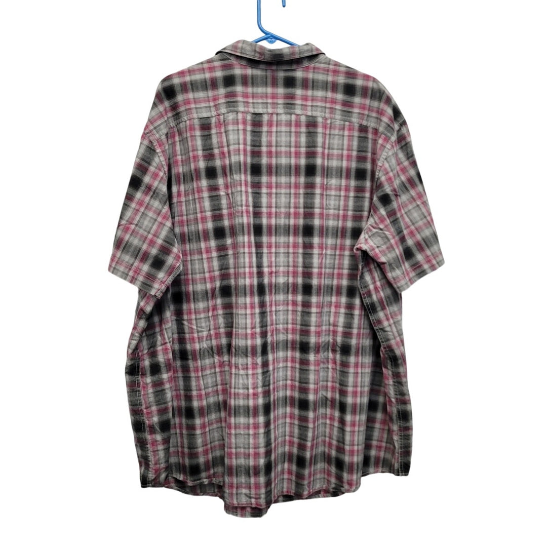J Forrar Mens 3XL 100% Cotton Short Sleeve Plaid Pearl Snap Up Western Shirt