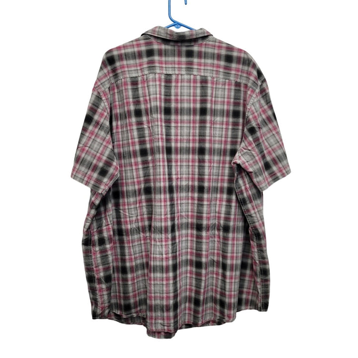 J Forrar Mens 3XL 100% Cotton Short Sleeve Plaid Pearl Snap Up Western Shirt