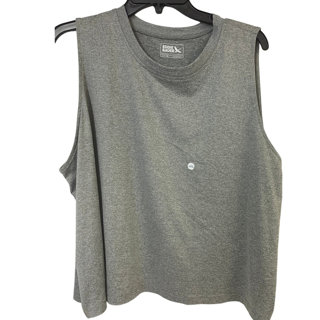 2 New Eddie Bauer Womens 2XL Gray White Surreal Travel Tank Top Crew Tee Shirts