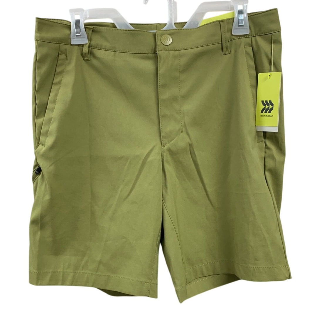 New All In Motion Mens Size 40 Chartreuse Green UPF 50+ Cargo Golf Shorts