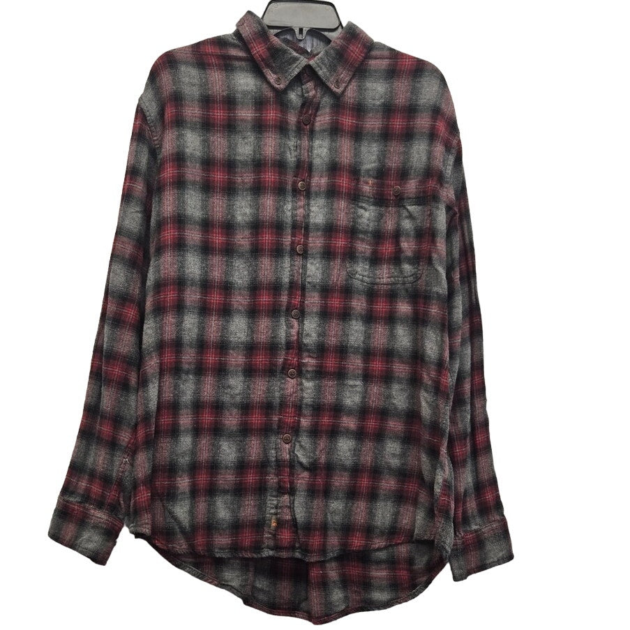 NorthWest Territory Mens XL Long Sleeve Plaid Button Down Shirt w Front Pockets