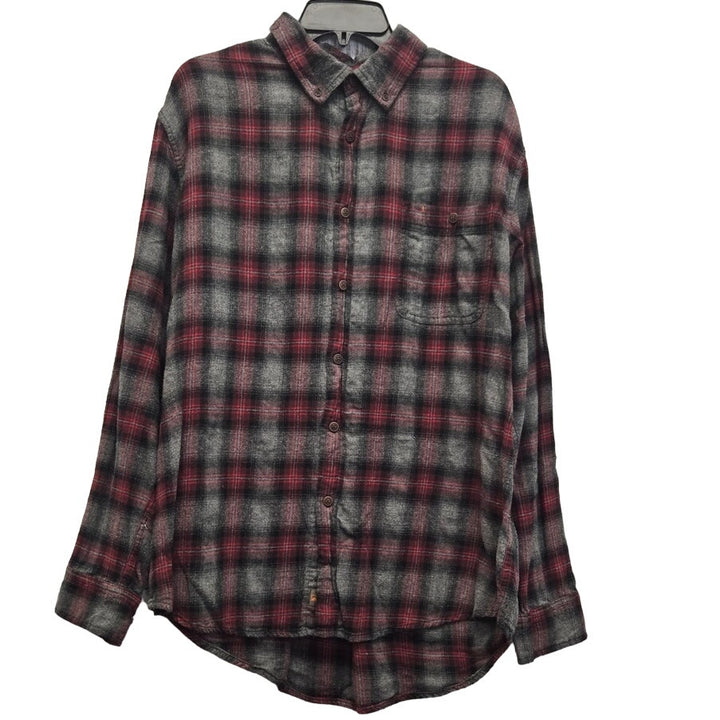 NorthWest Territory Mens XL Long Sleeve Plaid Button Down Shirt w Front Pockets