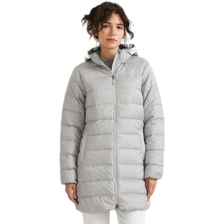 New Eddie Bauer Womens XS CirrusLite Gray 650FP Down Hooded Puffer Parka Jacket