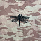 Hand Printed Upcycled Child XL (14/16) Dragonfly Short Sleeve Pink Camo Tee